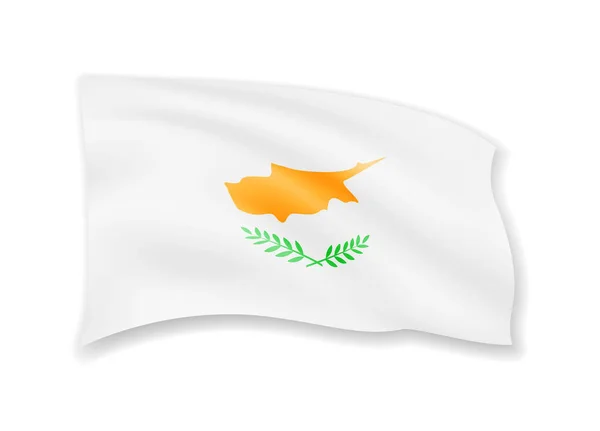 Mává Vlajkou Kypr Bílém Vlajka Větru Vektorové Ilustrace — Stockový vektor