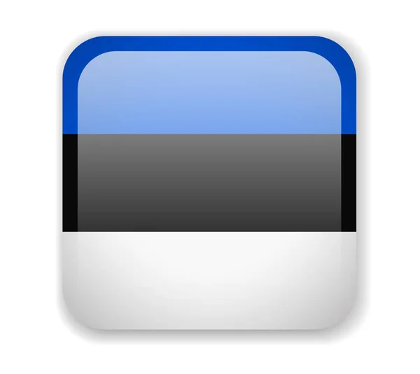 Vlajka Estonska. Světlé ikona čtverec na bílém pozadí — Stockový vektor