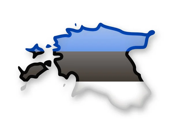 Estonia Bandera y contorno del país . — Archivo Imágenes Vectoriales