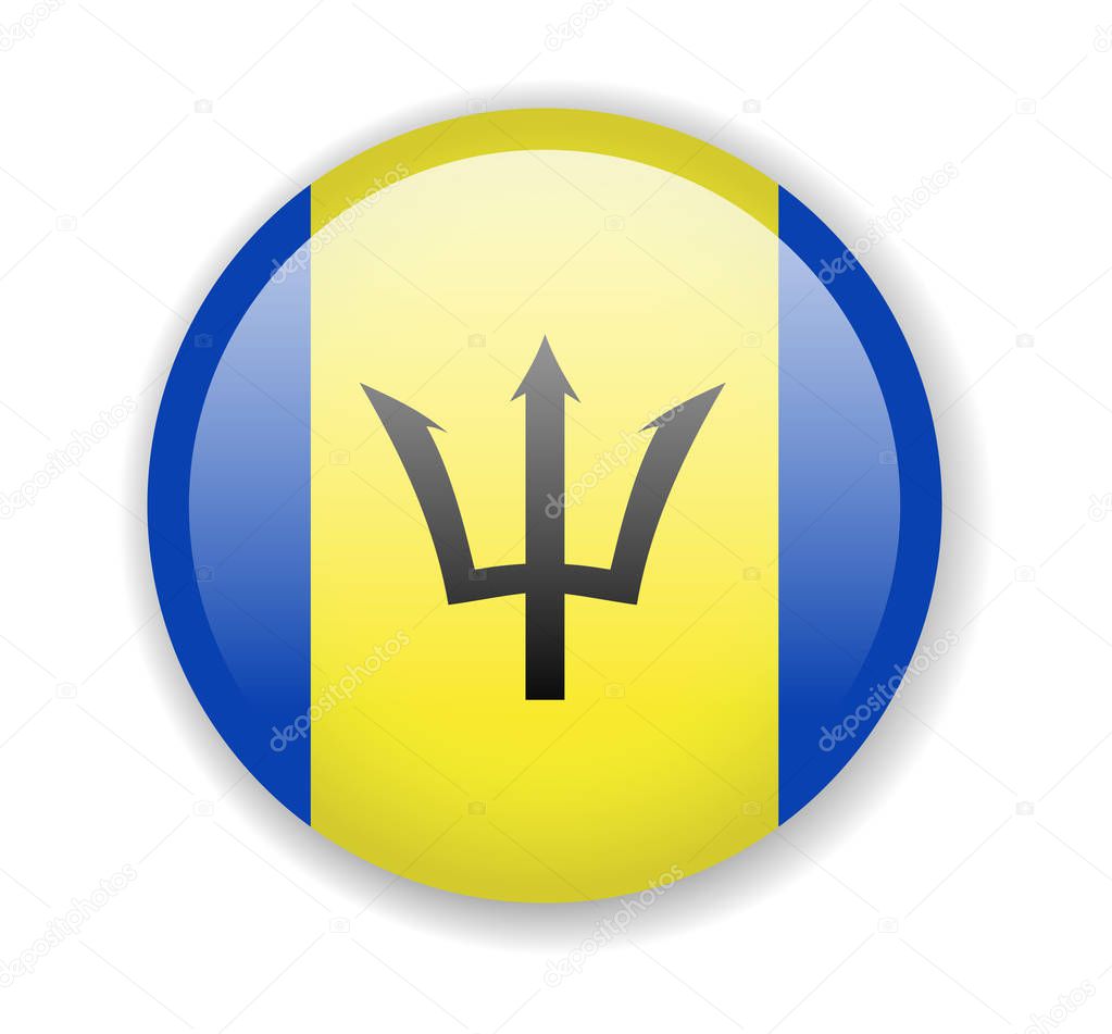 Barbados flag. Round bright Icon. Vector Illustration