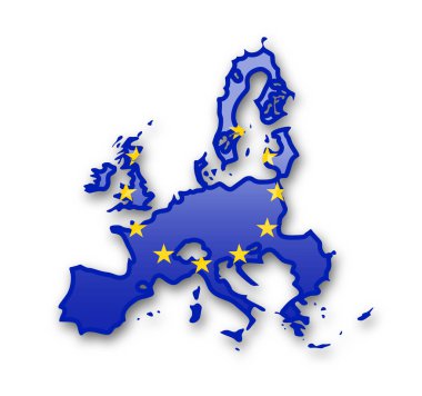 Avrupa Birliği ve kontur beyaz arka plan üzerinde ülkenin bayrağı.