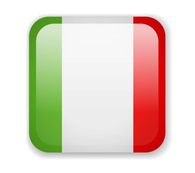 İtalya bayrağı. Parlak kare simgesi. Vektör çizim