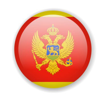 Karadağ bayrağı. Yuvarlak parlak simge. Vektör çizim