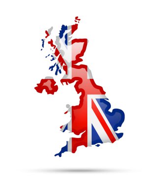 İngiltere'de bayrak ve anahat beyaz bir arka plan üzerinde ülkenin.