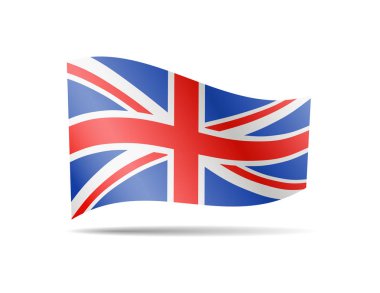 İngiltere bayrak beyaz sallayarak. Rüzgardaki bayrak. Vektör çizim.