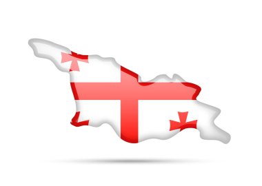Georgia bayrak ve anahat beyaz bir arka plan üzerinde ülkenin.