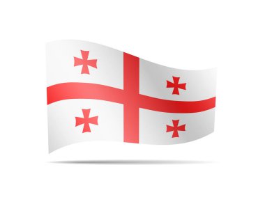 Georgia bayrak beyaz sallayarak. Rüzgardaki bayrak.