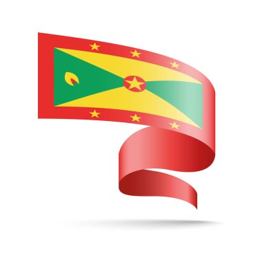 Grenada bayrağı dalga şerit şeklinde. Beyaz arka plan üzerinde vektör çizim.