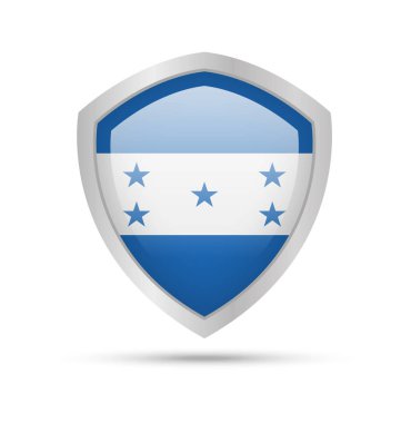 Beyaz arka plan üzerinde Honduras bayrağı ile kalkan. Vektör çizim.