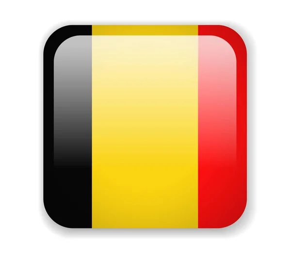 Bandera Bélgica Icono Plaza Brillante Ilustración Vectorial — Vector de stock