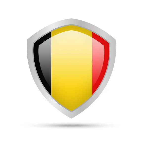 Escudo Con Bandera Bélgica Sobre Fondo Blanco Ilustración Vectorial — Vector de stock