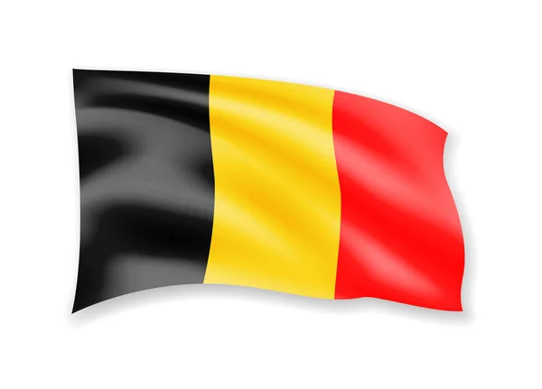 Schwenkt Die Belgische Flagge Auf Weiß Flagge Wind Vektorillustration — Stockvektor