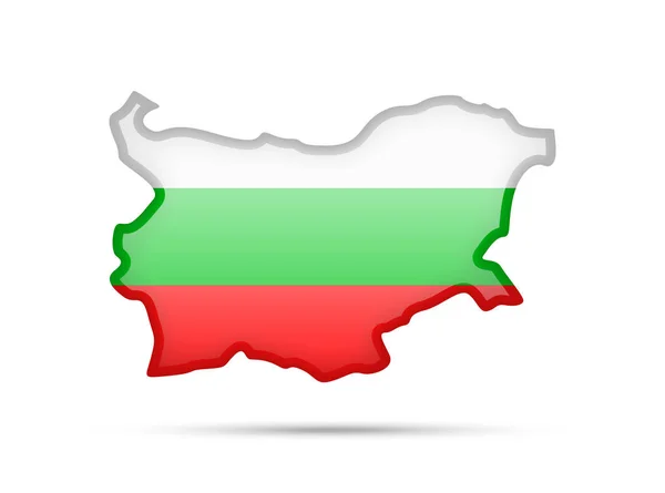 Bulgarienfahne Und Umriss Des Landes Auf Weißem Hintergrund — Stockvektor