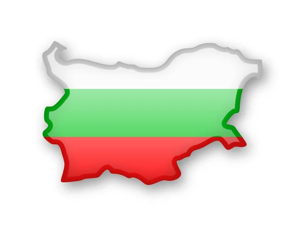 Flaga Bułgarii Zarys Kraju Białym Tle — Wektor stockowy
