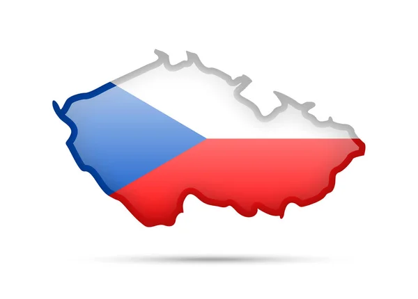 Czech Republic Flag Outline Country White Background — Stock Vector