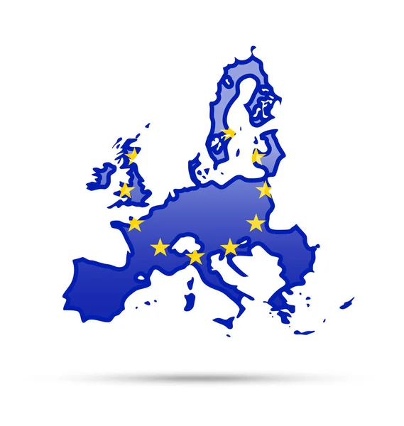 Flagge Der Europäischen Union Und Kontur Des Landes Auf Weißem — Stockvektor