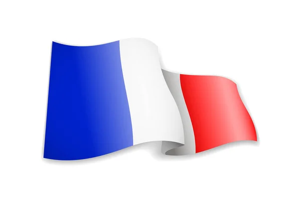 Waving France Flag White Background Vector Illustration — Stock Vector