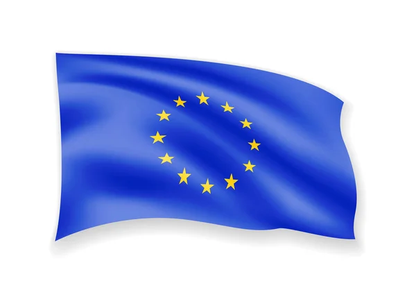 Schwenkt Die Europäische Gewerkschaftsfahne Auf Weiß Flagge Wind Vektorillustration — Stockvektor