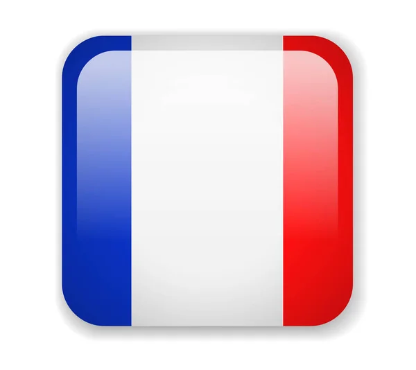 Fransa Bayrağı Parlak Kare Simgesi Vektör Çizim — Stok Vektör