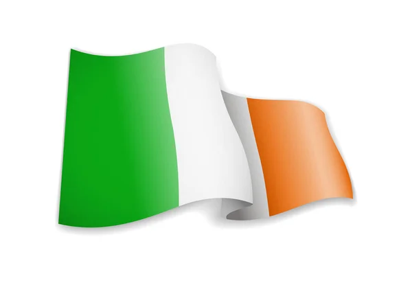 Acenando Bandeira Irlanda Fundo Branco Ilustração Vetorial —  Vetores de Stock