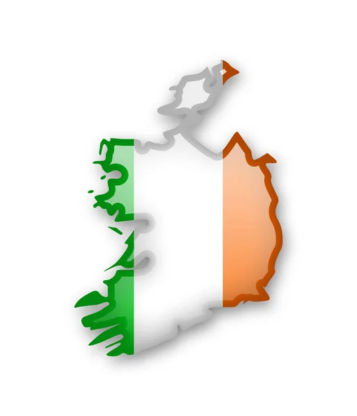 爱尔兰旗子和国家的概述在白色背景 — 图库矢量图片