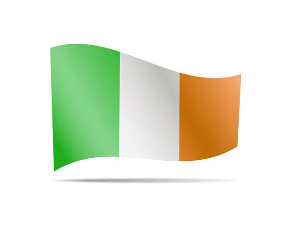 Acenando Bandeira Irlanda Branco Bandeira Vento Ilustração Vetorial — Vetor de Stock