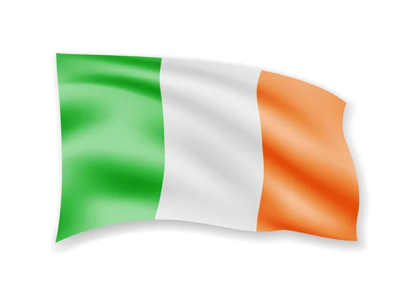 Waving Ireland Flag White Flag Wind Vector Illustration — Stock Vector