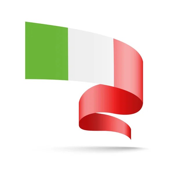 Прапор Італії Вигляді Хвилі Стрічки Векторні Ілюстрації Білому Тлі — стоковий вектор