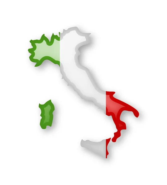 Italia Bandiera Profilo Del Paese Sfondo Bianco — Vettoriale Stock
