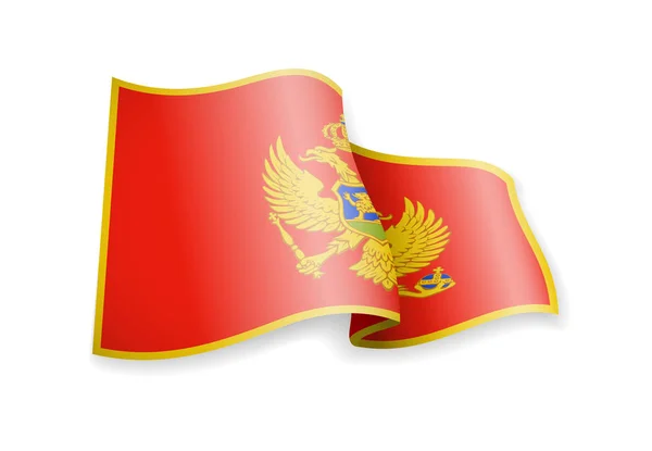 Waving Montenegro Flag White Background Vector Illustration — Stock Vector