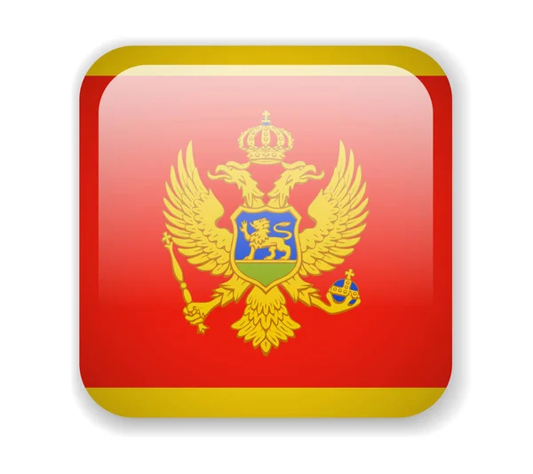 Montenegro Flag Bright Square Icon Vector Illustration — Stock Vector