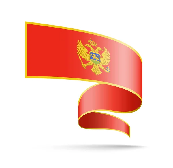 Flaga Czarnogóry Postaci Fali Wstążki Wektor Ilustracja Białym Tle — Wektor stockowy