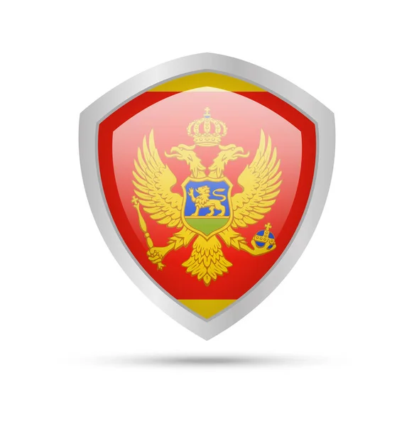 Shield Montenegro Flag White Background Vector Illustration — Stock Vector