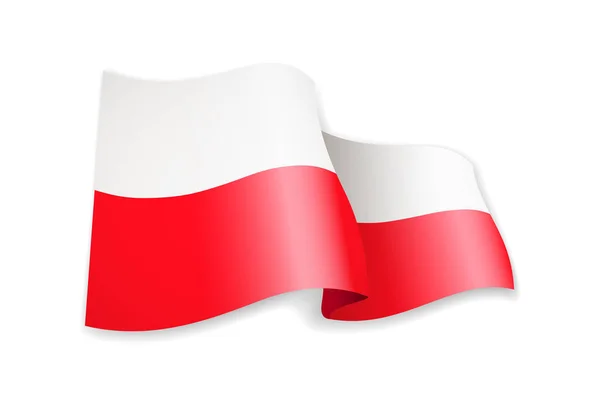Mávání Vlajkou Polska Bílém Pozadí Vektorové Ilustrace — Stockový vektor