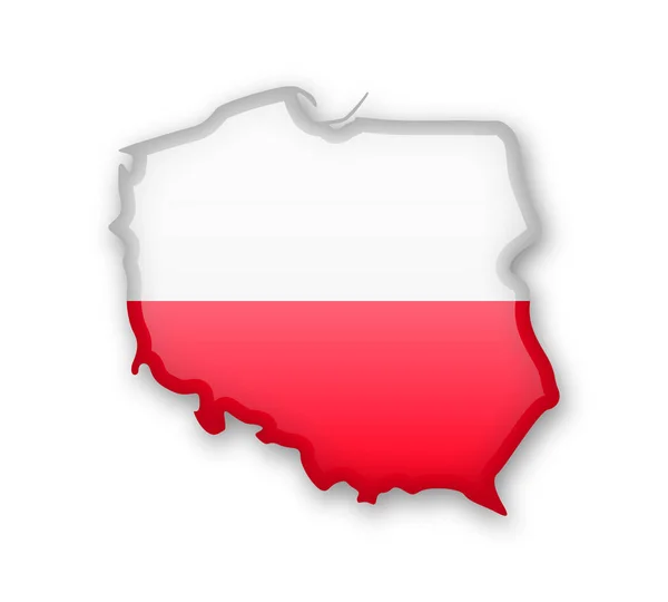 Polonia Bandiera Profilo Del Paese Sfondo Bianco — Vettoriale Stock