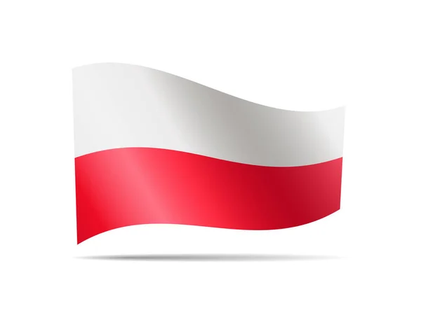 Sventola Bandiera Polacca Sul Bianco Bandiera Nel Vento Illustrazione Vettoriale — Vettoriale Stock