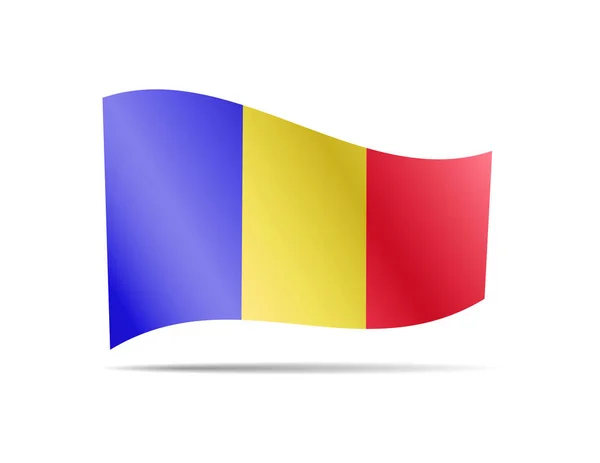 Machać Flaga Rumunii Biały Flaga Wietrze Ilustracja Wektorowa — Wektor stockowy