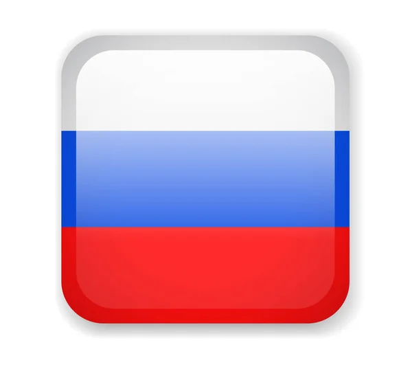 Bandera Rusia Icono Cuadrado Brillante Ilustración Vectorial — Vector de stock