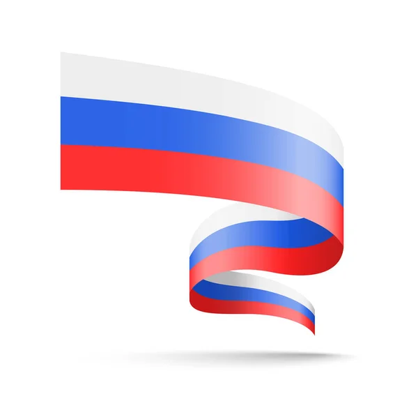 Bandera Rusia Forma Cinta Ondulatoria Ilustración Vectorial Sobre Fondo Blanco — Vector de stock
