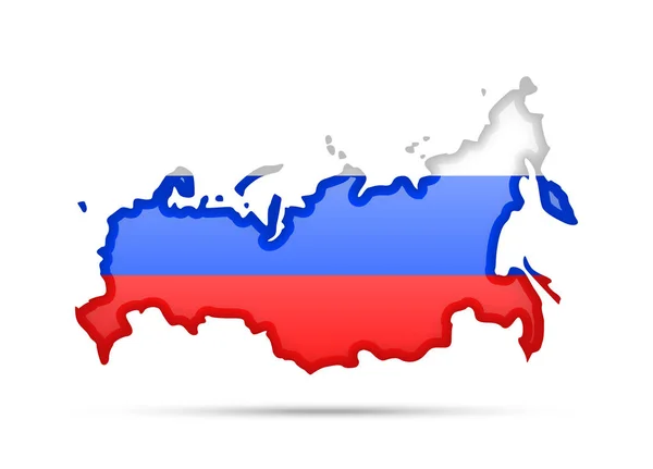 Bandera Rusia Esquema Del País Sobre Fondo Blanco — Vector de stock