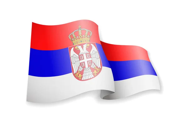 Ondeando Bandera Serbia Sobre Blanco Bandera Viento Ilustración Vectorial — Archivo Imágenes Vectoriales