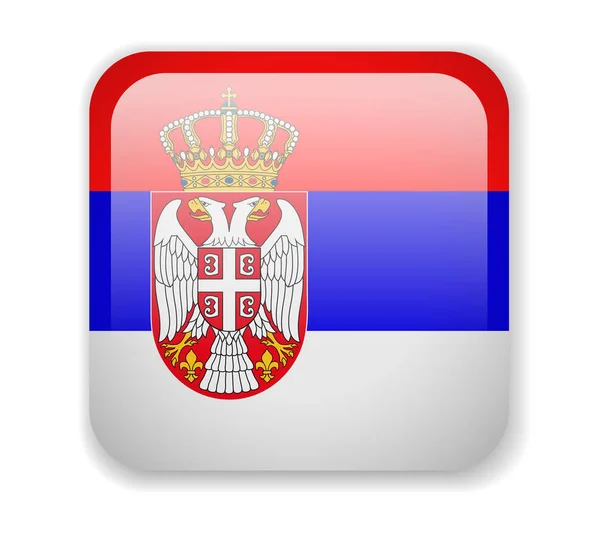 Vlag Van Servië Vierkant Helder Pictogram Vectorillustratie — Stockvector