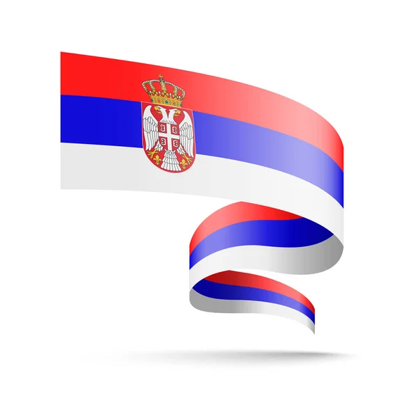 塞尔维亚旗子以波浪丝带的形式 向量例证在白色背景 — 图库矢量图片