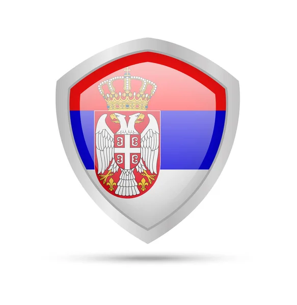 Щит Сербією Прапор Білому Тлі Векторні Ілюстрації — стоковий вектор