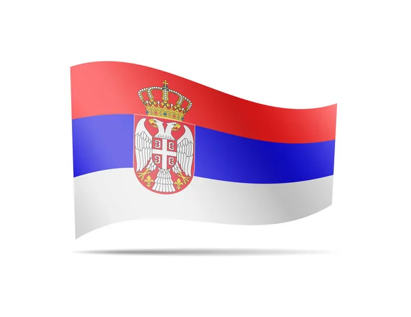 挥舞塞尔维亚国旗在白色 风中的旗帜 向量例证 — 图库矢量图片