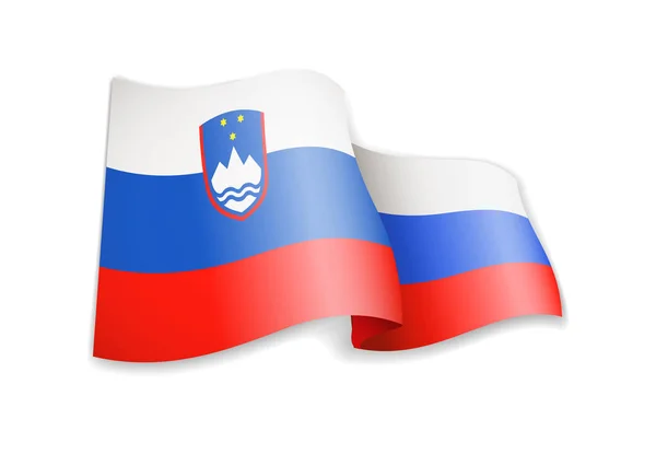 Ondeando Bandera Eslovenia Sobre Blanco Bandera Viento Ilustración Vectorial — Archivo Imágenes Vectoriales