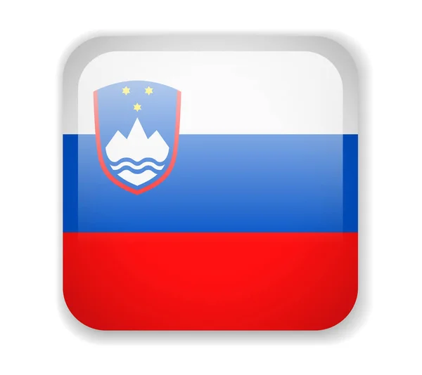 Bandera Eslovenia Icono Cuadrado Brillante Ilustración Vectorial — Vector de stock