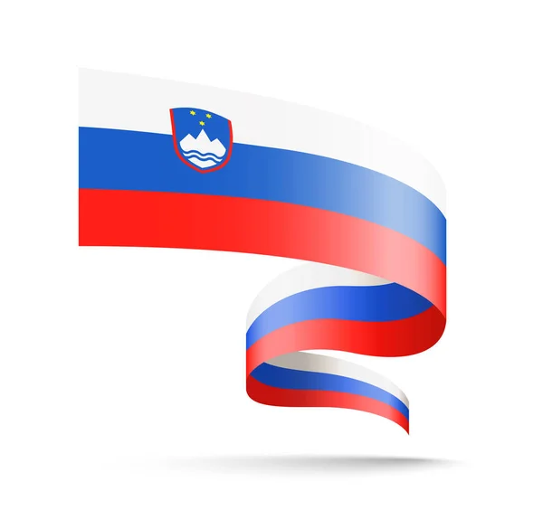 Bandera Eslovenia Forma Cinta Ondulatoria Ilustración Vectorial Sobre Fondo Blanco — Vector de stock