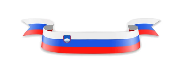 Bandeira Eslovena Forma Fita Onda Ilustração Vetorial —  Vetores de Stock