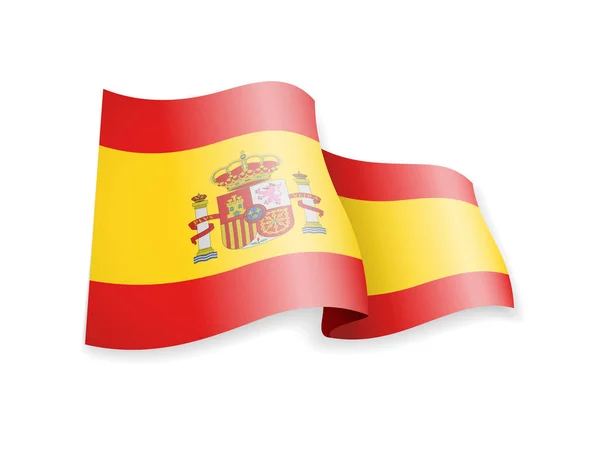 Ondeando Bandera España Sobre Fondo Blanco Ilustración Vectorial — Vector de stock